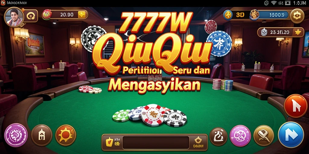 Tampilan gameplay seru di 7777W dengan interaksi QiuQiu.