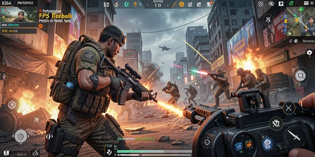 Tangkapan layar menunjukkan aksi seru dalam game FPS.