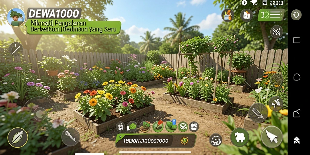 Tampilan gameplay seru dalam DEWA1000 dengan berkebun.