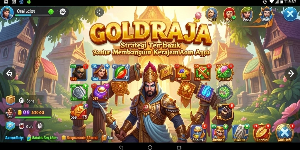 Tampilan gameplay <strong>GOLDRAJA</strong> yang menakjubkan saat membangun kerajaan.