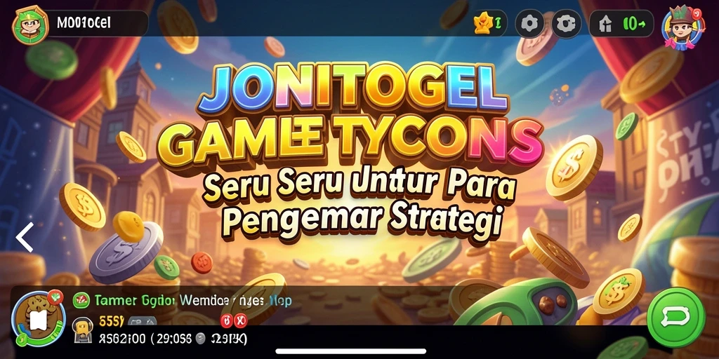 Tampilan gameplay JONITOGEL yang seru dalam mengelola bisnis Tycoon.