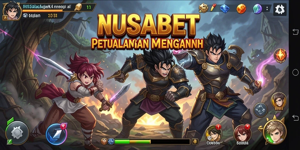 Screenshot gameplay NUSABET yang menampilkan pertarungan karakter anime.