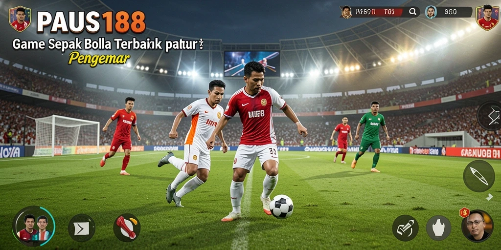 Screenshot utama PAUS188 menampilkan aksi permainan sepak bola yang mendebarkan.